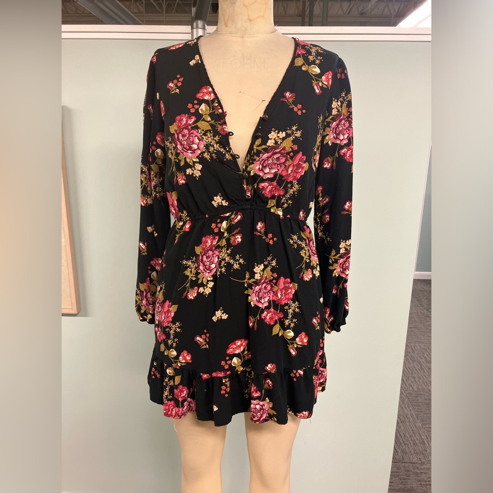 Xhilaration Pink and Red Long Sleeve Wrap Sundress